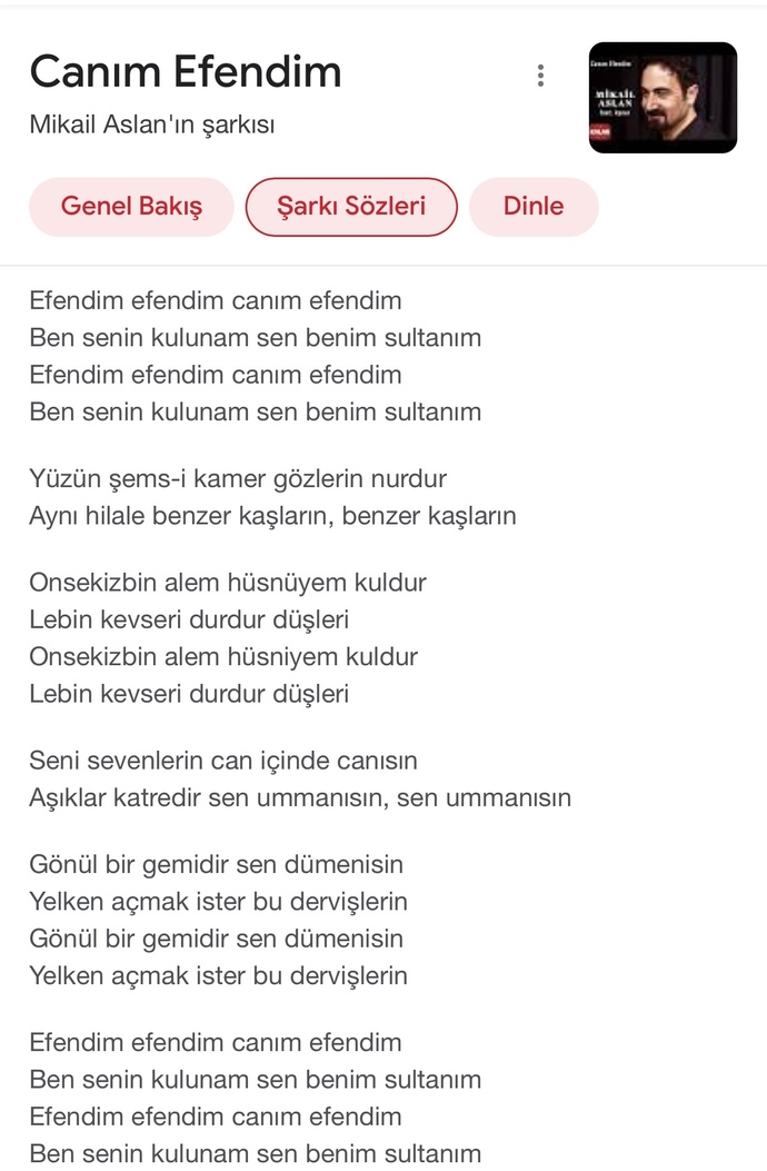 En sevdiğiniz şarkı sözünü bizimle paylaşır mısın?