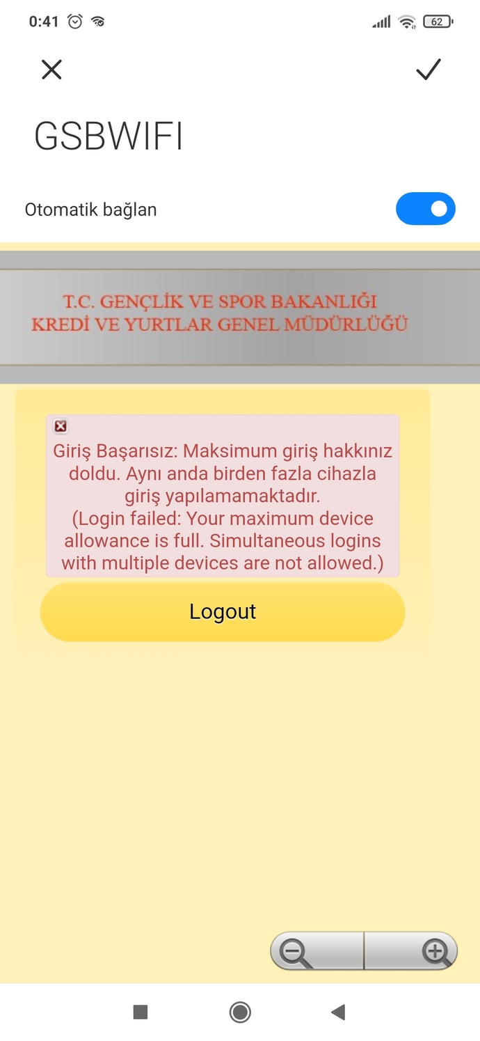 Kyk wifisine girmeye çalışırken hep bu çıkıyor sebebi ne?