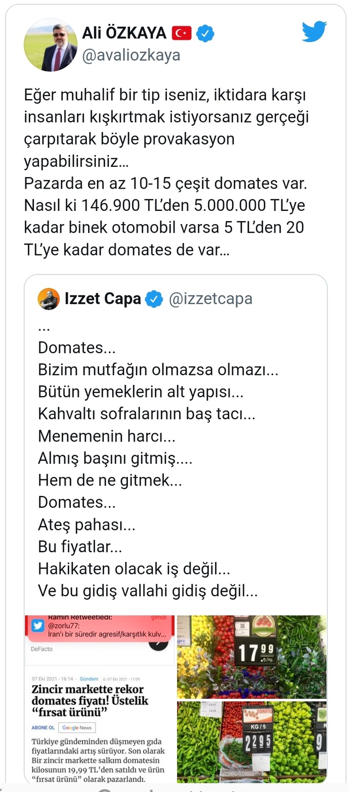 Nasıl ki 5 milyon liraya araba var, 20 liraya domates de var diyen bir vekile katılıyor musunuz?
