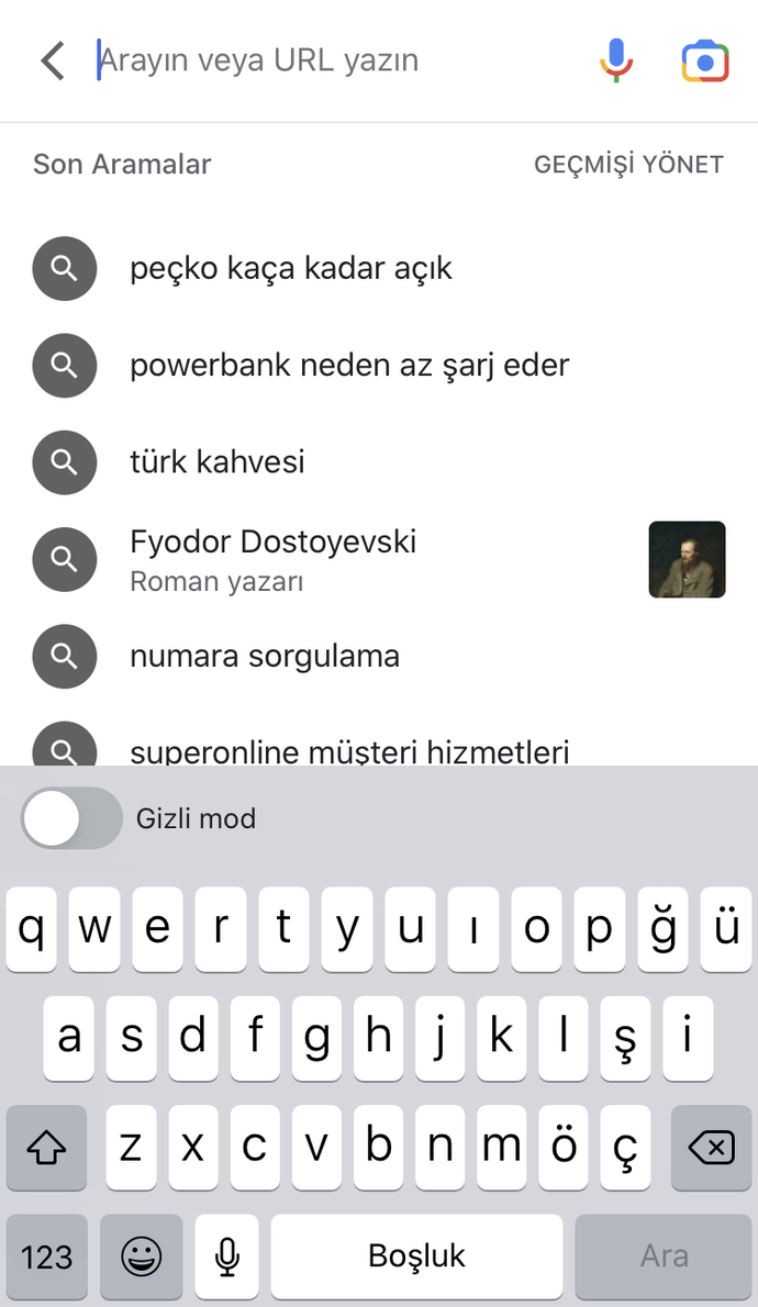 Google'da en son ne arattınız?