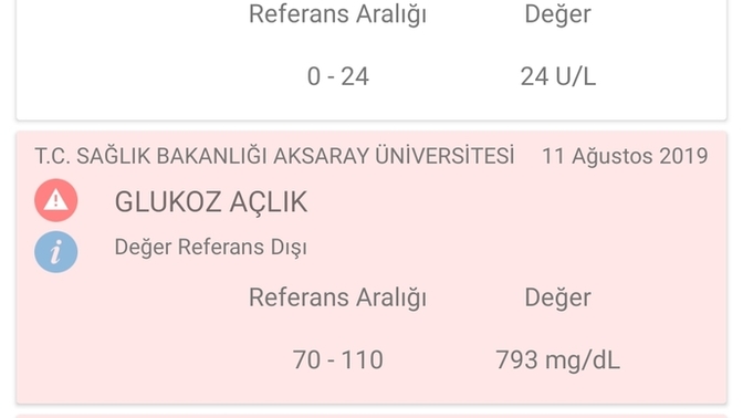 Arkadaşlar ben 2 yıl önce şeker komasına girdim açlık kan sekeri 793 tü gözümü açtığımda yoğun bakimdaydim bu rakami giren var mı ?