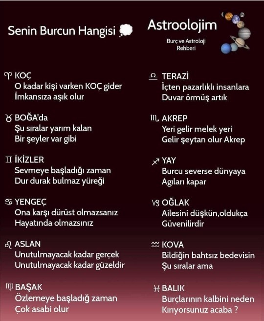 Senin Burcun hangisidir?