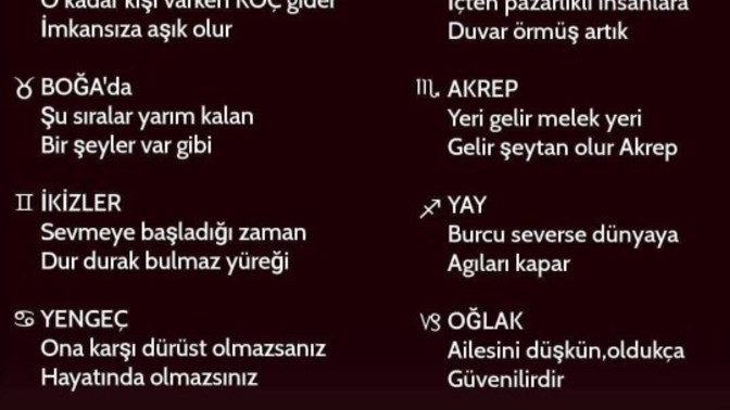 Senin Burcun hangisidir?