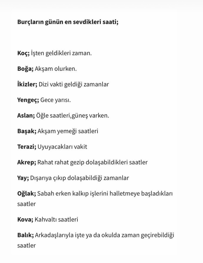 Burçların günün en sevdikleri saati nedir?