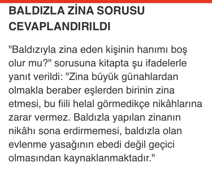 'Baldızla zina nikah düşürmez' fetvası veren Diyanet'e bir çift sözünüz var mı?