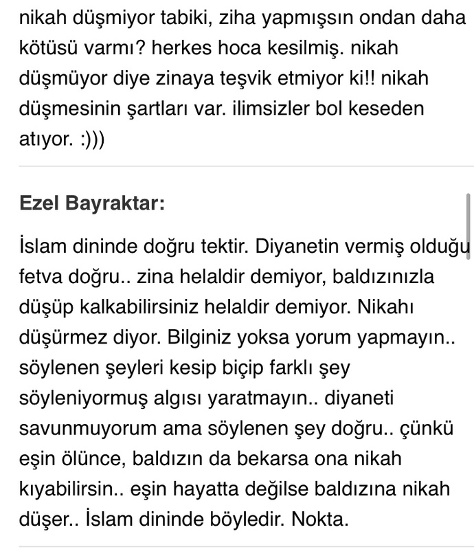 'Baldızla zina nikah düşürmez' fetvası veren Diyanet'e bir çift sözünüz var mı?