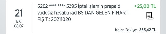 Bu ne demek bilen var mi hesabıma 25 TL gelmis neyin iptali?