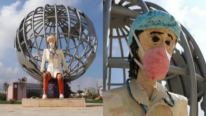 Sağlıkçılara ithafen yapılan heykeller olay yarattı! Sizce bunlar sanat eseri sayılır mı?