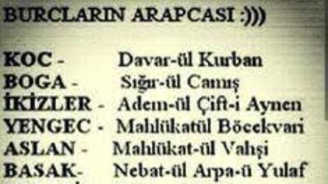 Burçların arapçası hakkında düşüncelerinizi alabilir miyim?