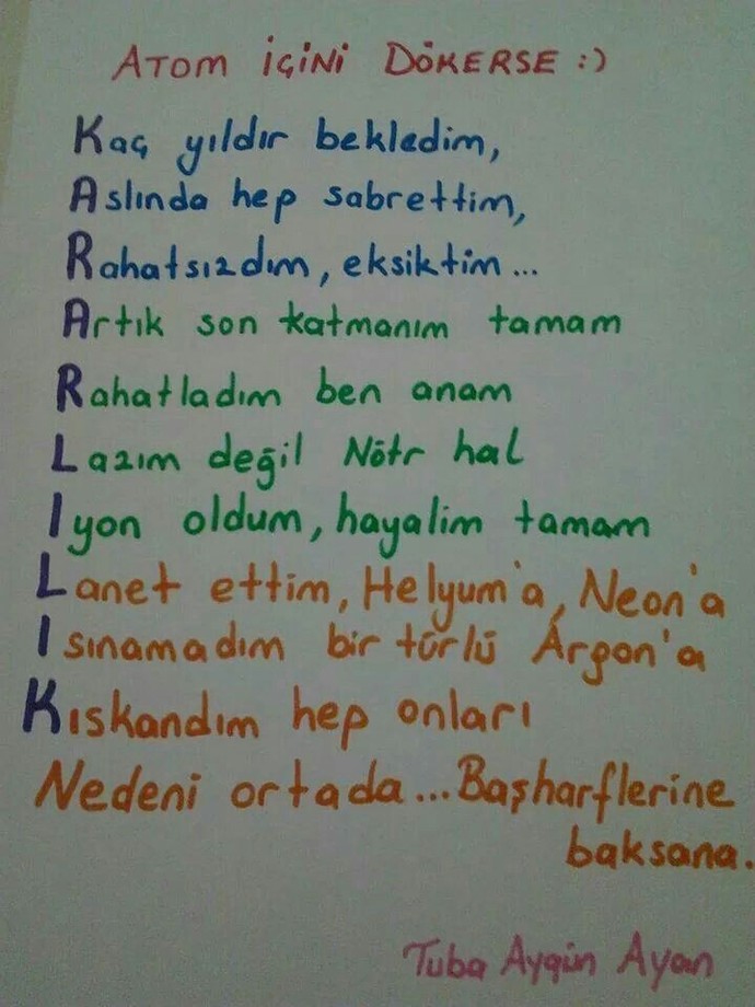 İsminize özel akrostiş yapayım mı?
