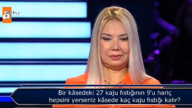 Bir kasedeki 27 kajunun 9'u hariç hepsini yerseniz, kasede kaç kaju kalır?