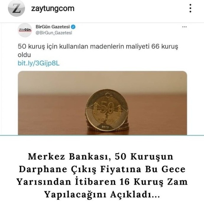50 kuruş için kullanılan madenlerin maliyeti 66 kuruş oldu. Sizce bu durum normal mi?