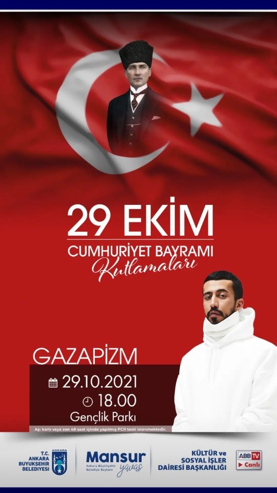 Ankara  Belediyesi 29 Ekim Gazapizm konseri ücretli mi?