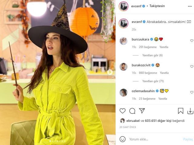 Fahriye Evcenin Cadılar Bayramı için verdiği pozlar beğenildi! Sence nasıl?