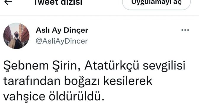 Aslı Ay Dinçer öldürülen kız için " Atatürkçü sevgilisi tarafından öldürüldü" dedi ne düşünüyorsunuz?