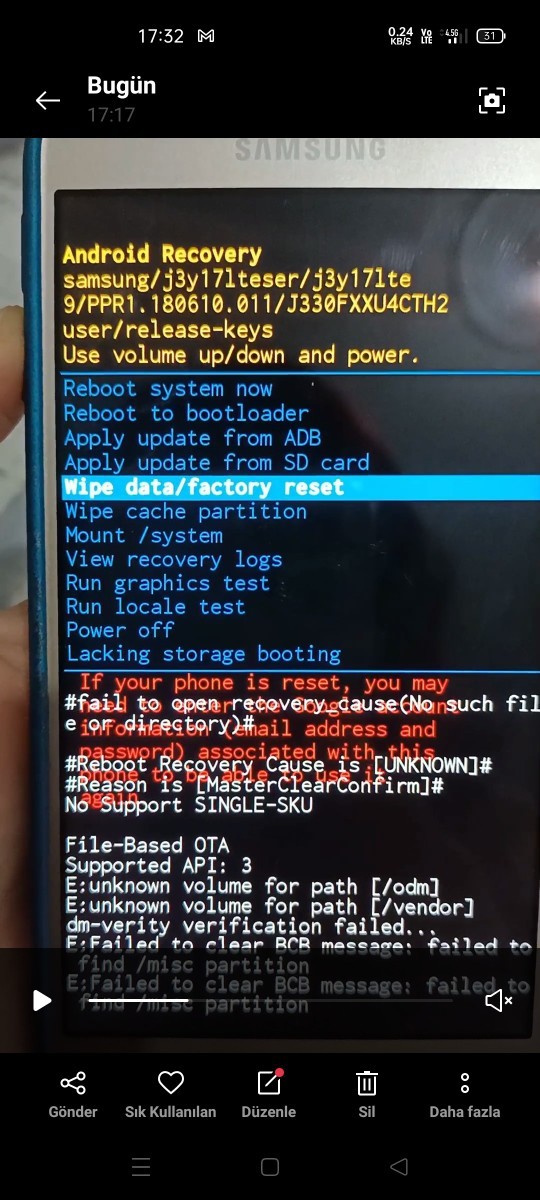 Telefonuma neden reset atamıyorum?