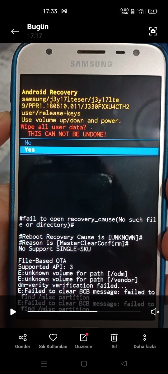 Telefonuma neden reset atamıyorum?