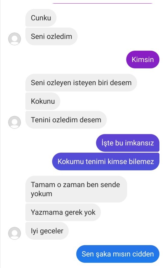 Hiç sevgilim olmadı ama biri fakeden seni çok özledim tenini kokunu özledim falan yazmış sizce dalga mı geçiyor beni mi deniyor?
