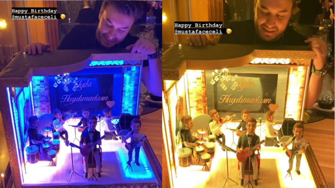 Mustafa Cecelinin doğum günü için eşi öyle bir pasta yaptırdı ki eşi benzeri yok! Sizce de çok abartı değil mi?