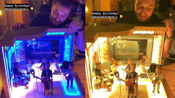 Mustafa Ceceli'nin doğum günü için eşi öyle bir pasta yaptırdı ki eşi benzeri yok! Sizce de çok abartı değil mi?