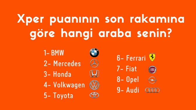 Xper puanının son rakamına göre hangi araba senin?