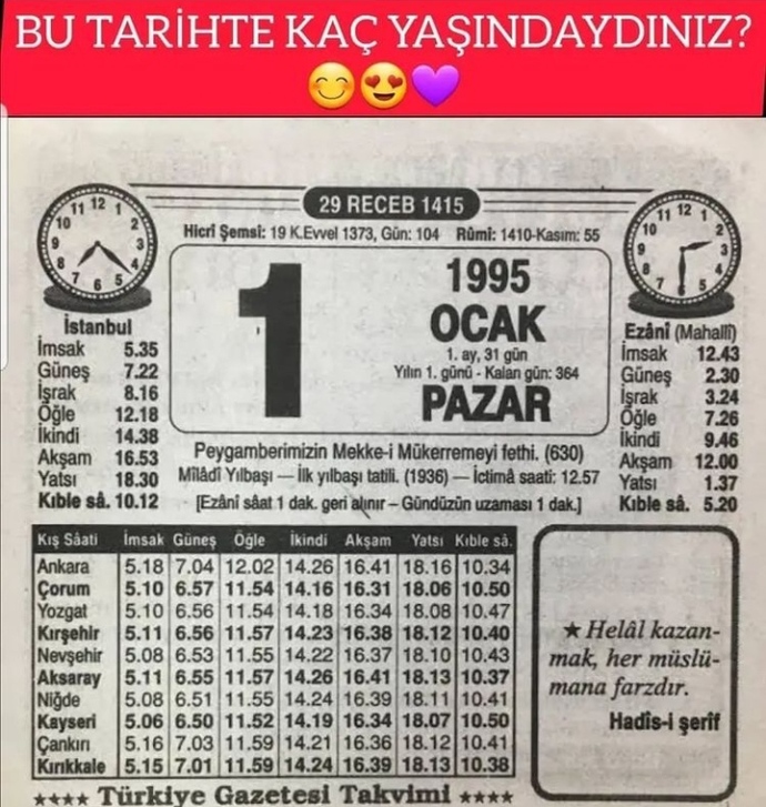 Bu tarihte kaç yasindaydiniz KScanlar?