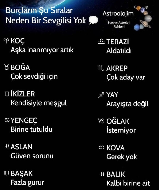 Burçların neden sevgilisi yok?