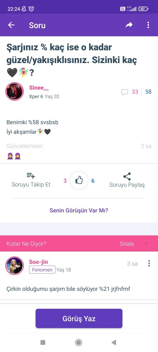 Şarjınız % kaç ise o kadar güzel/yakışıklısınız. Sizinki kaç🖤🧚♀️?
