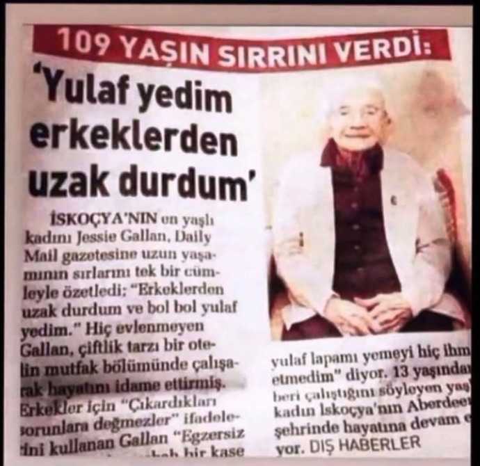 Erkeklerden uzak durarsam ben de 109 yaşımı görebilir miyim?