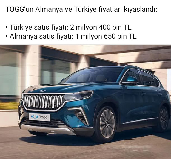 İddialara göre TOGG'un toplam maliyeti 40 bin Euro! Sizce Türkiye'de ne kadara satılır?