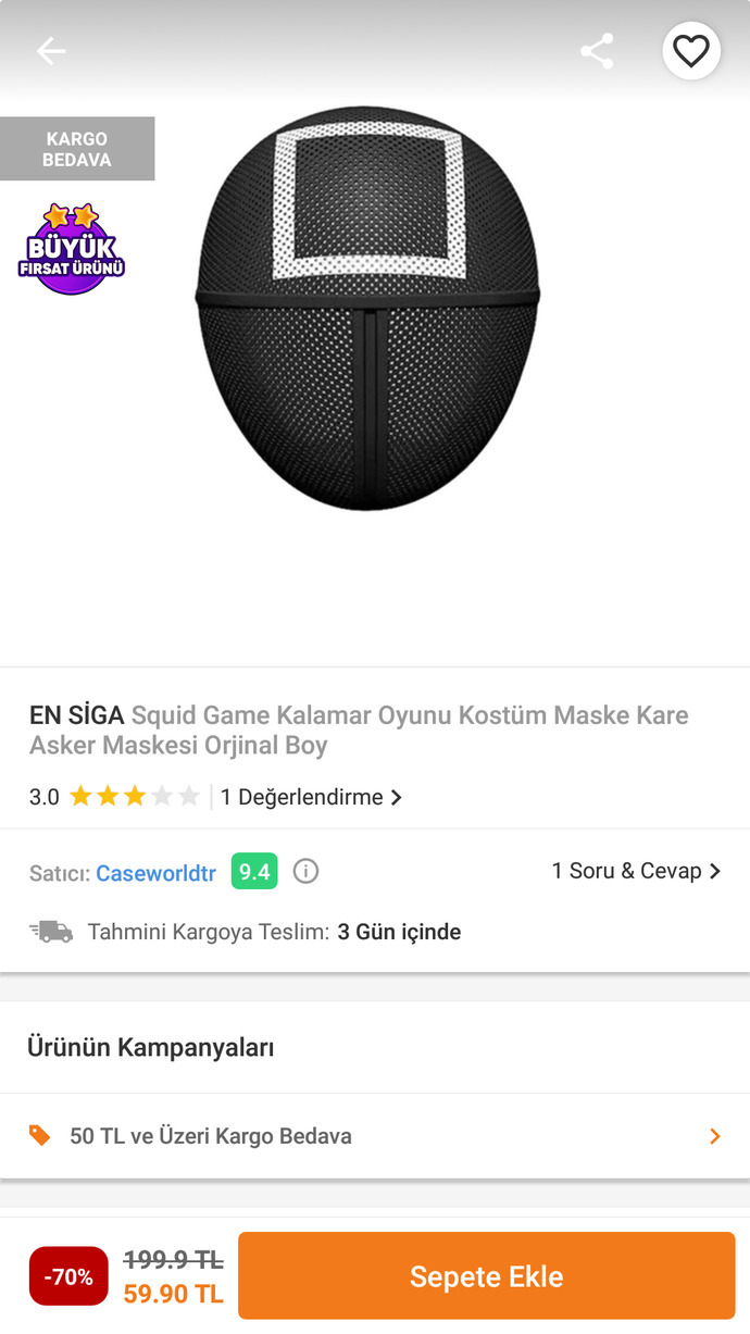 Bu squid game maskelerini nerden bulabilirim?