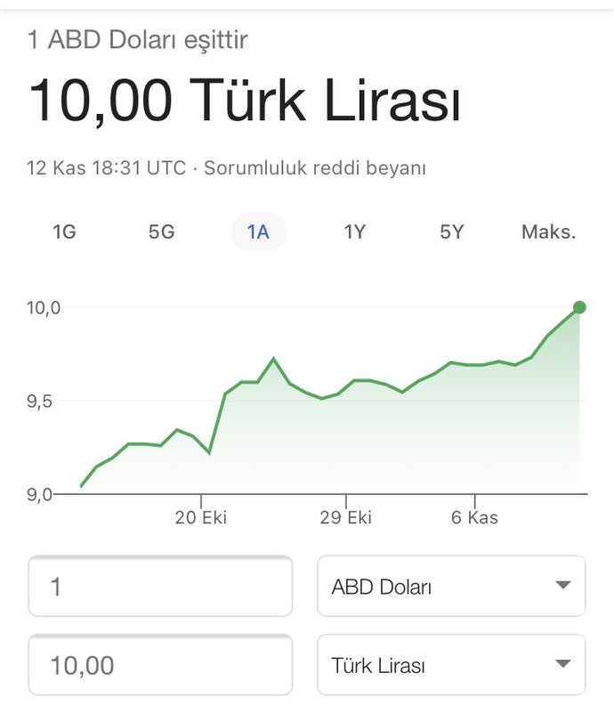 dolar 10 tl