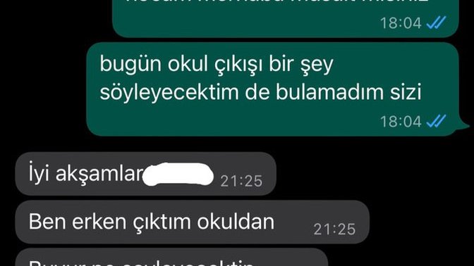 Öğretmenime okul çıkışı bir şey söyleyecektim dedim sizce tedirgin edici bir mesaj mı?