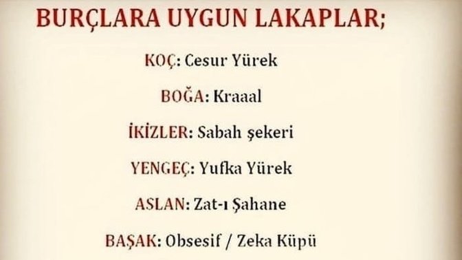 Burcunuza göre lakabınız nedir 😂?