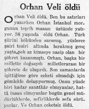 Bugün Orhan Veli'nin ölüm yıldönümü. Orhan Veli'yi bilir misiniz?