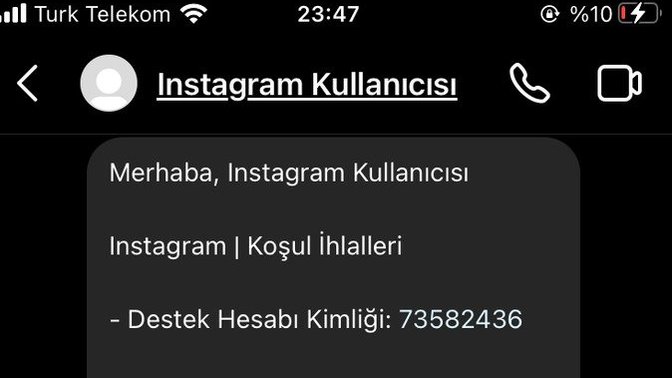 Böyle bir mesaj geldi. Bu dolandırıcı mı İnstagram resmî sayfası mı?