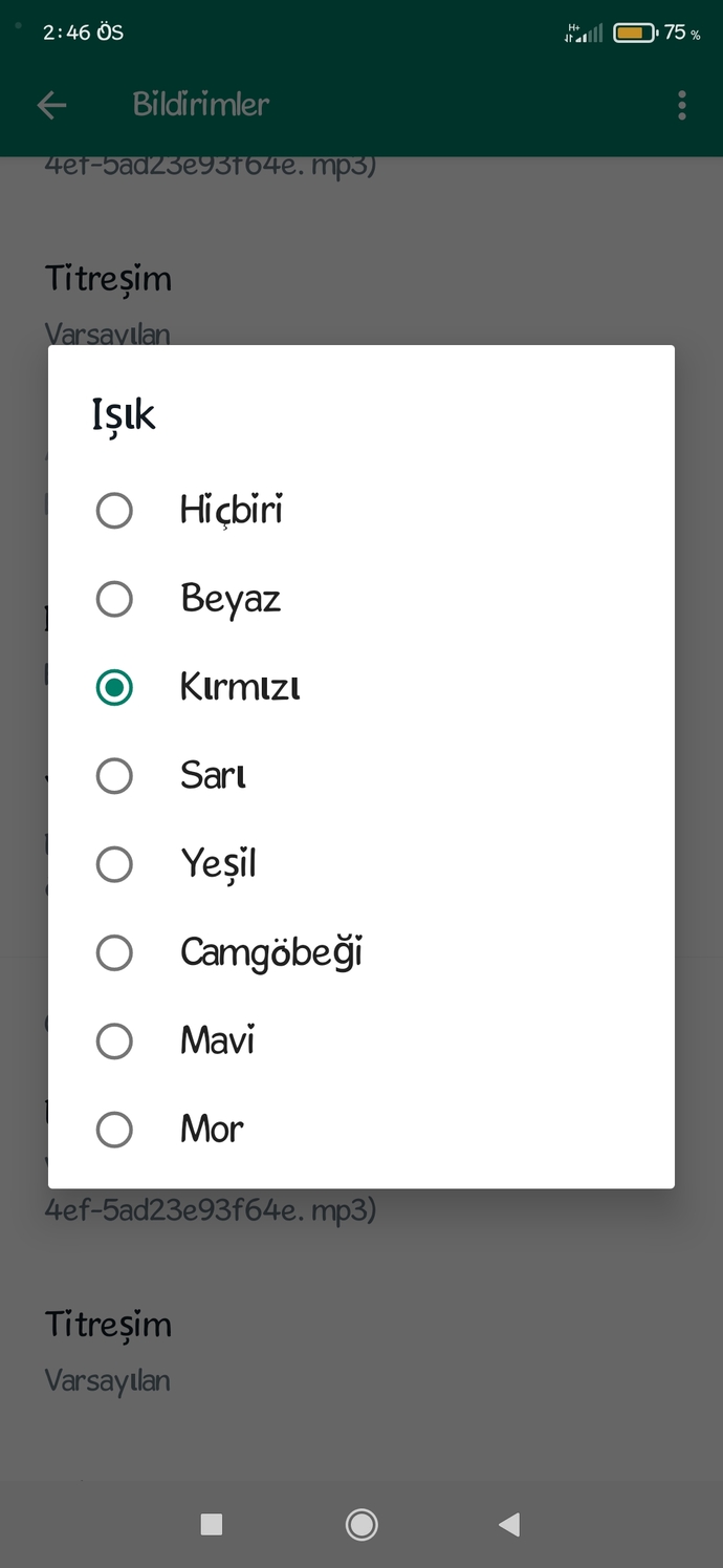 Bildirim led ışığı