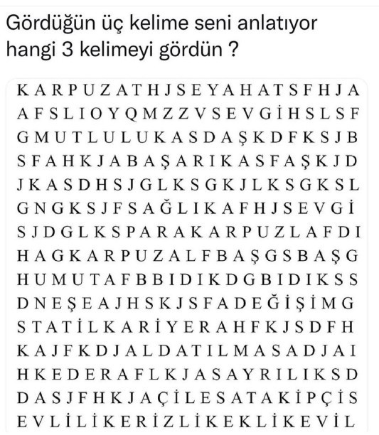 Gördüğünüz 3 kelime sizi anlatmış olsa seni nasıl anlarız?