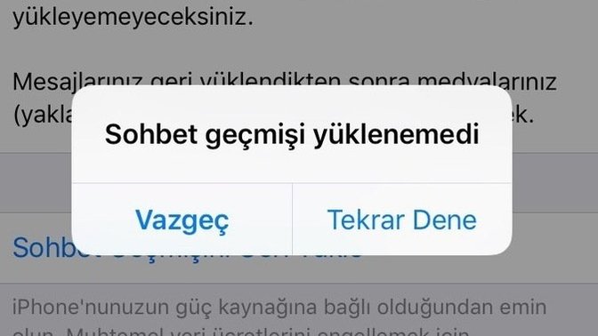 İphone icloud’dan whatsapp yedeği geri yüklenmiyor?