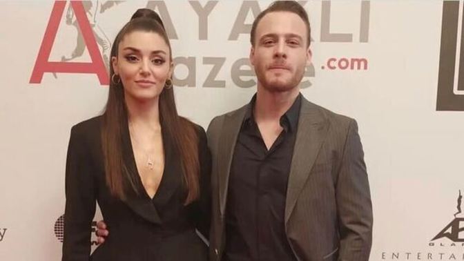 Hande Erçel ve Kerem Bursin davette görüntülendiler. Giyim tarzları çok demode değil mi?