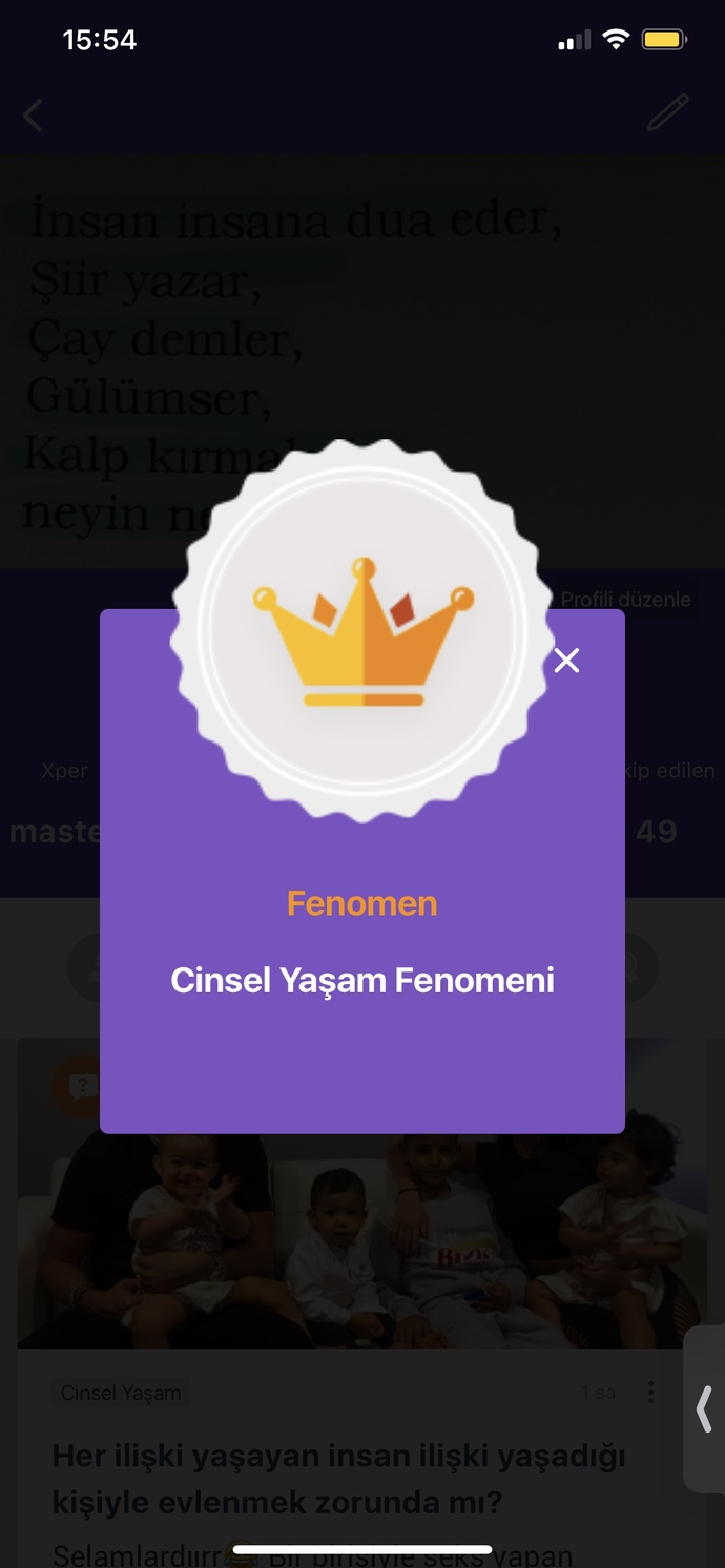 Cinsel yaşam fenomeni oldum tebrik eder misiniz?