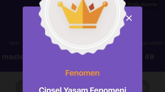 Cinsel yaşam fenomeni oldum tebrik eder misiniz?