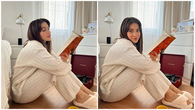 Fulya Zenginer kitap okurken poz verdi! Kitap okurken fotoğraf çekinmek sizce de biraz şov değil mi?