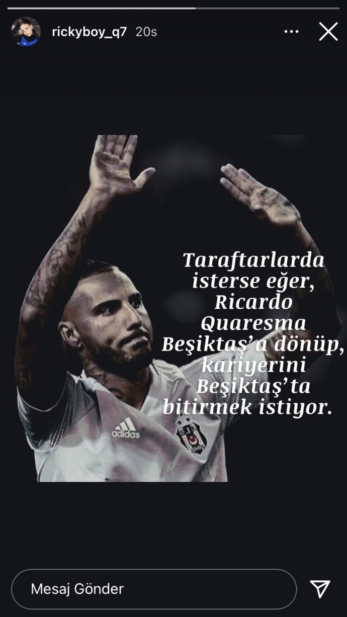 Quaresma’nın eşinin attığı story olay oldu! Ne düşünüyorsunuz?