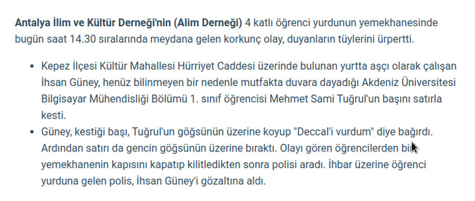 Öğrenci yurdunda dehşet saçan aşçı tutuklandı: Katilin şizofreni tanısı olduğu ortaya çıktı. Ne düşünüyorsunuz?