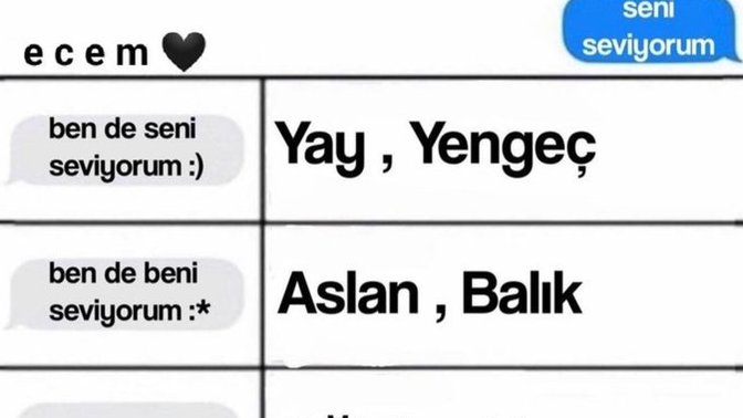 Burcuna göre “seni seviyorum” mesajına nasıl yanıt verirsin😂?