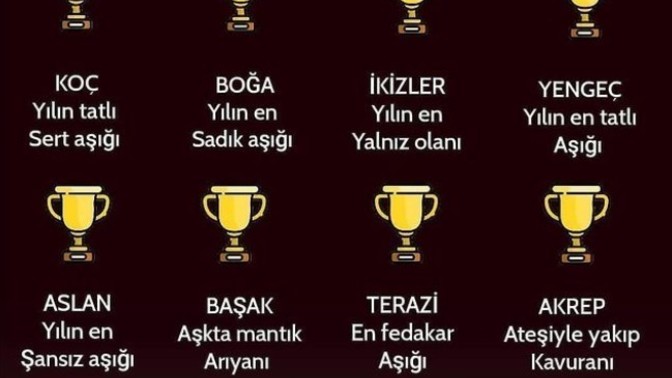 Yılın aşk ödülleri🏆 Senin burcun hangisi?