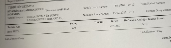 Beta hcg hormonum 6.9 çıktı sizce gebelik var mı?