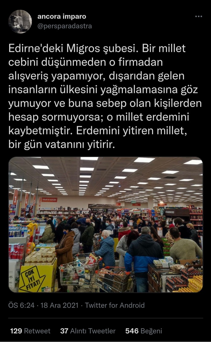 Bulgar vatandaşların bugün Edirnede Migrosu yağmalaması hakkında ne düşünüyorsunuz?