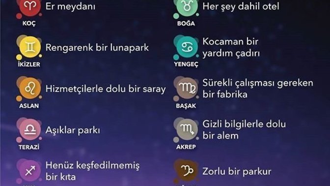 Burçların dünya benzetmeleri nelerdir?